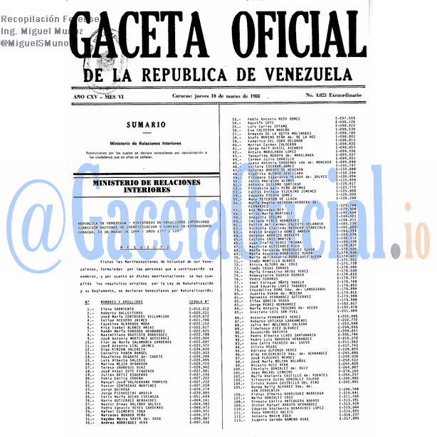 Gaceta Oficial 4023 del 10 Marzo 1988