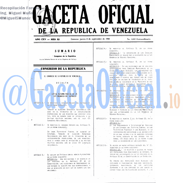 Gaceta Oficial 4043 del 8 Septiembre 1988