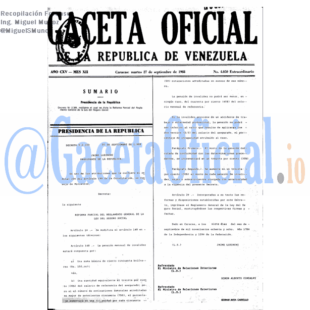 Gaceta Oficial 4050 del 27 Septiembre 1988