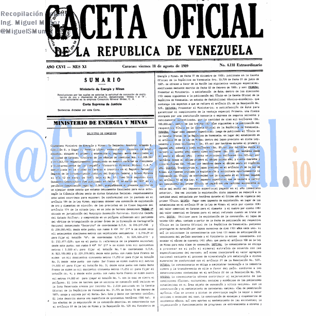 Gaceta Oficial 4118 del 18 Agosto 1989