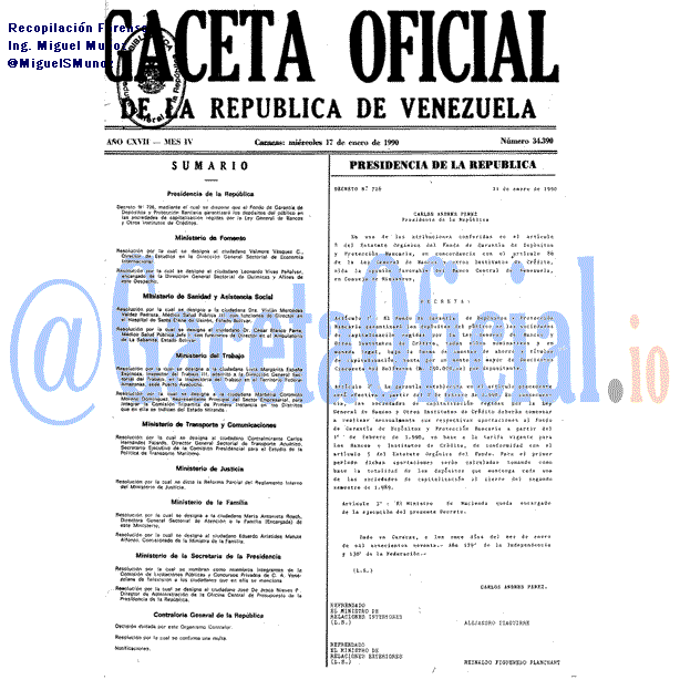 Gaceta Oficial 34390 del 17 Enero 1990