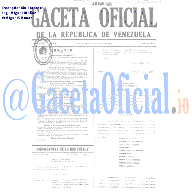 Gaceta Oficial 34424 del 8 Marzo 1990