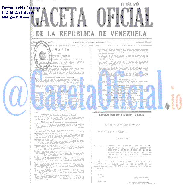 Gaceta Oficial 34430 del 16 Marzo 1990