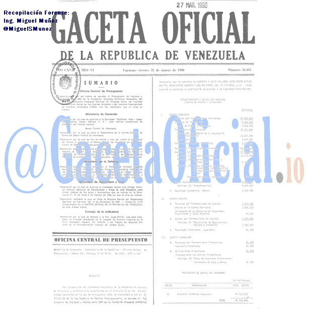 Gaceta Oficial 34435 del 23 Marzo 1990