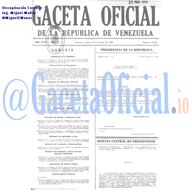 Gaceta Oficial 34437 del 27 Marzo 1990