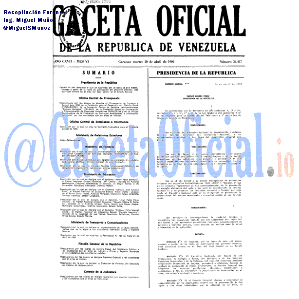 Gaceta Oficial 34447 del 10 Abril 1990