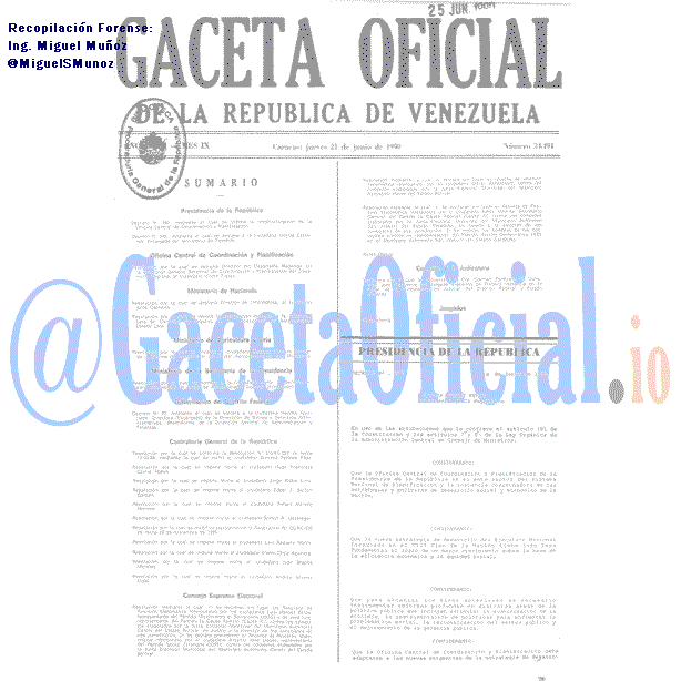 Gaceta Oficial 34494 del 21 Junio 1990