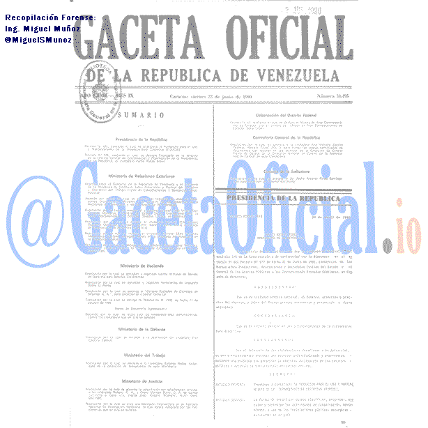Gaceta Oficial 34495 del 22 Junio 1990