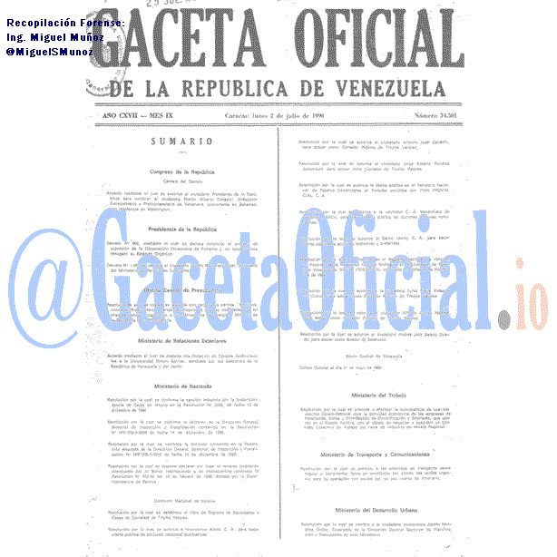 Gaceta Oficial 34501 del 2 Julio 1990