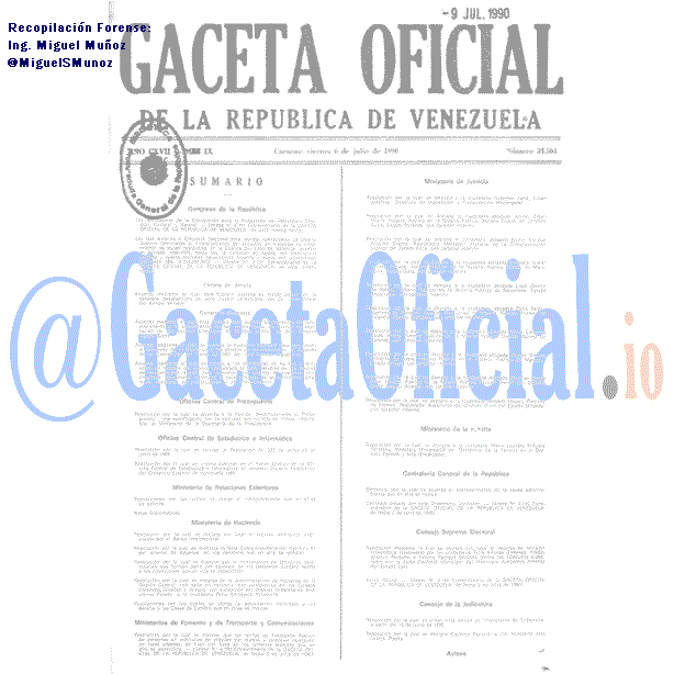 Gaceta Oficial 34504 del 6 Julio 1990