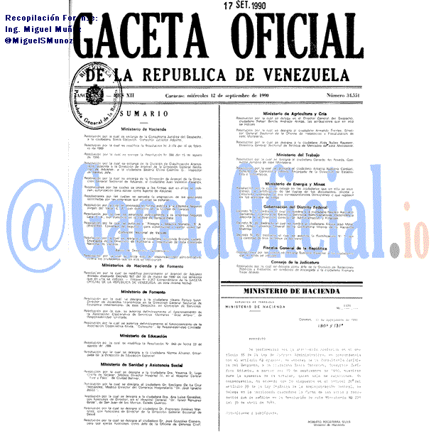 Gaceta Oficial 34551 del 12 Septiembre 1990