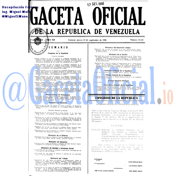 Gaceta Oficial 34552 del 13 Septiembre 1990