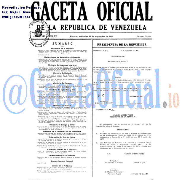 Gaceta Oficial 34556 del 19 Septiembre 1990