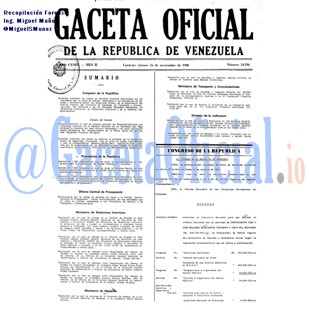 Gaceta Oficial 34596 del 16 Noviembre 1990