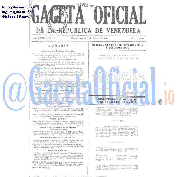 Gaceta Oficial 34650 del 5 Febrero 1991