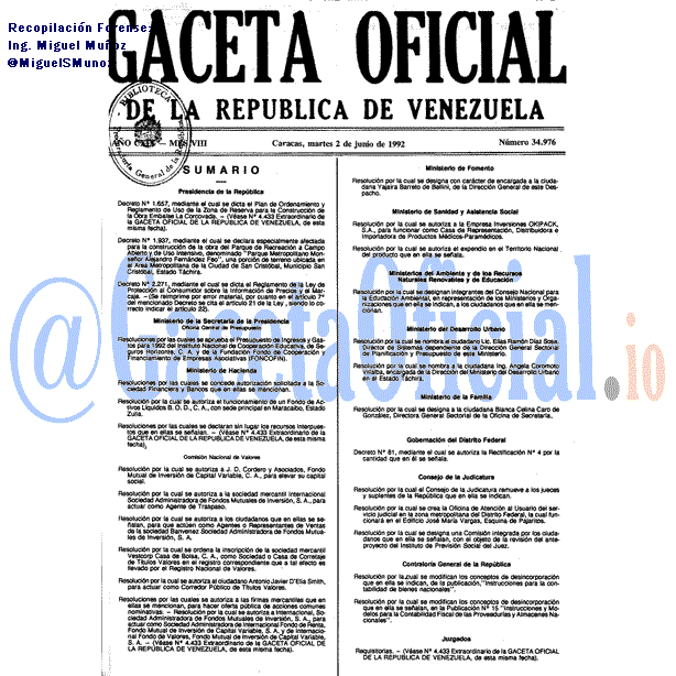 Gaceta Oficial 34976 del 2 Junio 1992