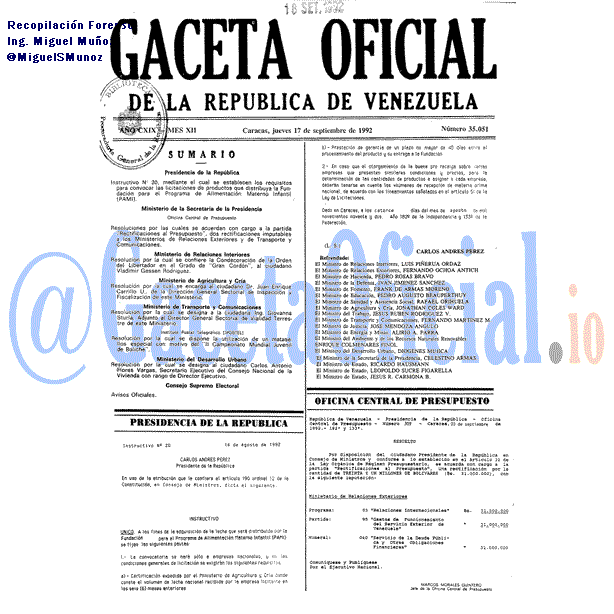 Gaceta Oficial 35051 del 17 Septiembre 1992