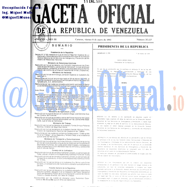 Gaceta Oficial 35127 del 8 Enero 1993