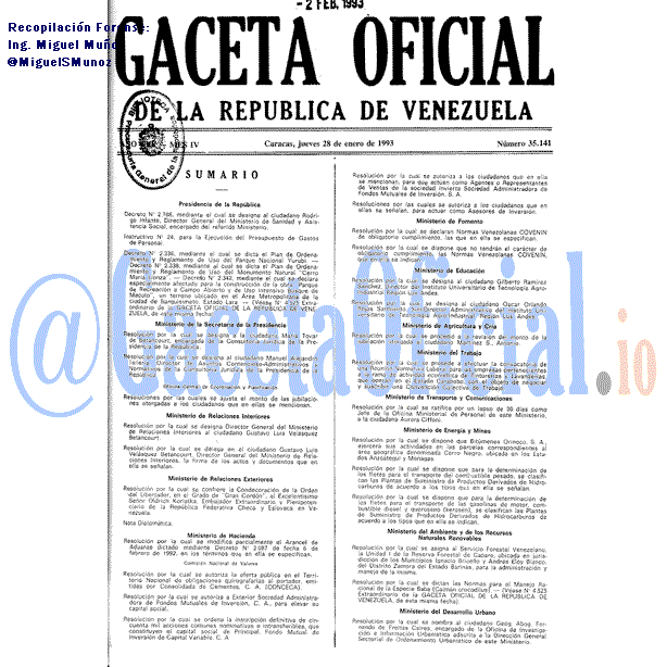 Gaceta Oficial 35141 del 28 Enero 1993