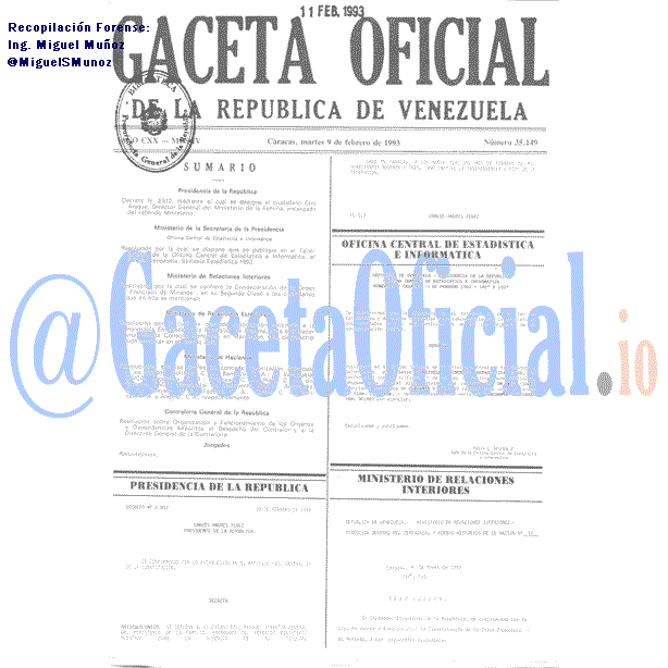 Gaceta Oficial 35149 del 9 Febrero 1993