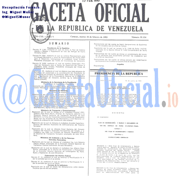 Gaceta Oficial 35154 del 16 Febrero 1993