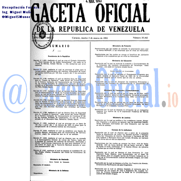 Gaceta Oficial 35162 del 2 Marzo 1993