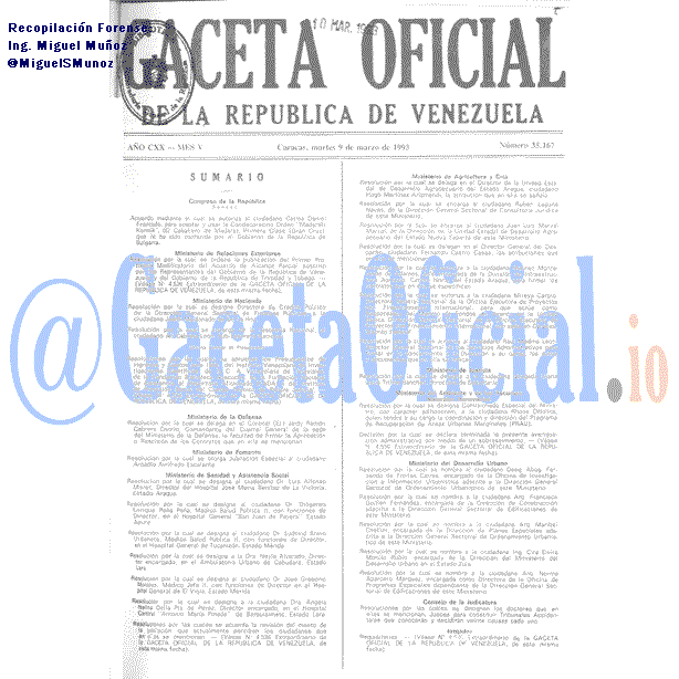 Gaceta Oficial 35167 del 9 Marzo 1993