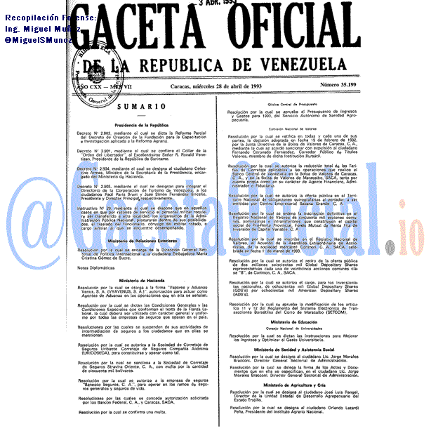 Gaceta Oficial 35199 del 28 Abril 1993