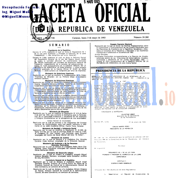 Gaceta Oficial 35202 del 3 Mayo 1993