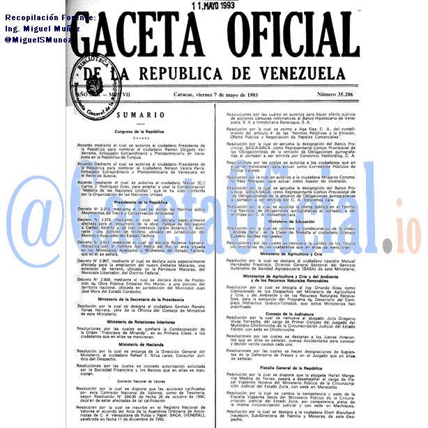 Gaceta Oficial 35206 del 7 Mayo 1993