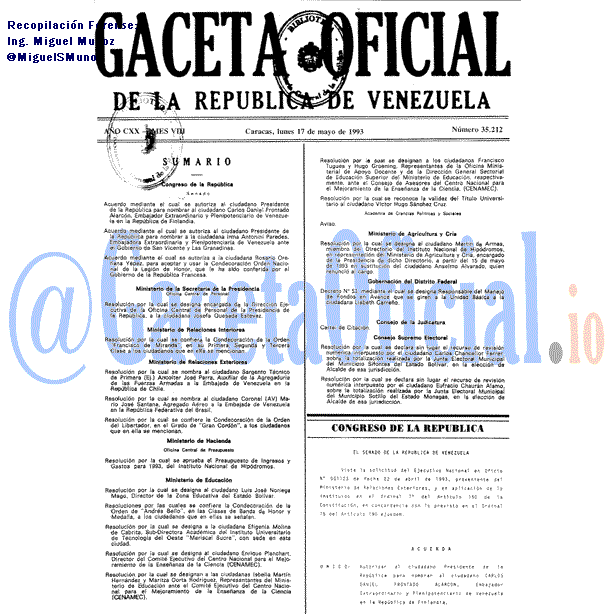 Gaceta Oficial 35212 del 17 Mayo 1993