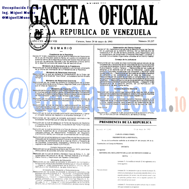 Gaceta Oficial 35217 del 24 Mayo 1993