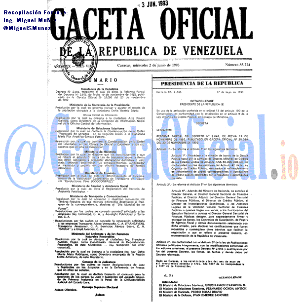 Gaceta Oficial 35224 del 2 Junio 1993