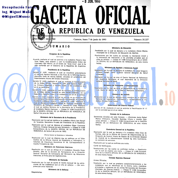 Gaceta Oficial 35227 del 7 Junio 1993