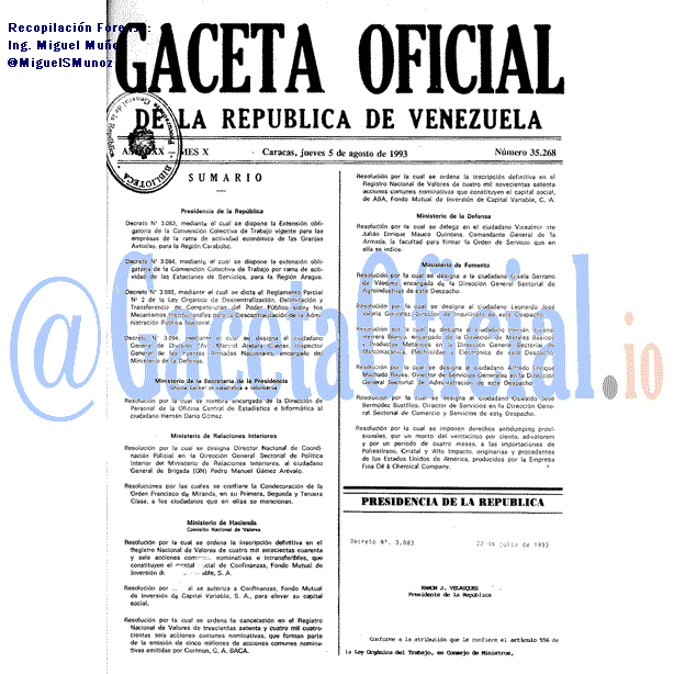 Gaceta Oficial 35268 del 5 Agosto 1993