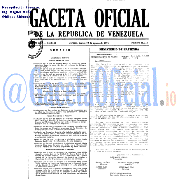 Gaceta Oficial 35278 del 19 Agosto 1993
