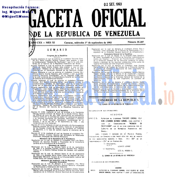 Gaceta Oficial 35287 del 1 Septiembre 1993
