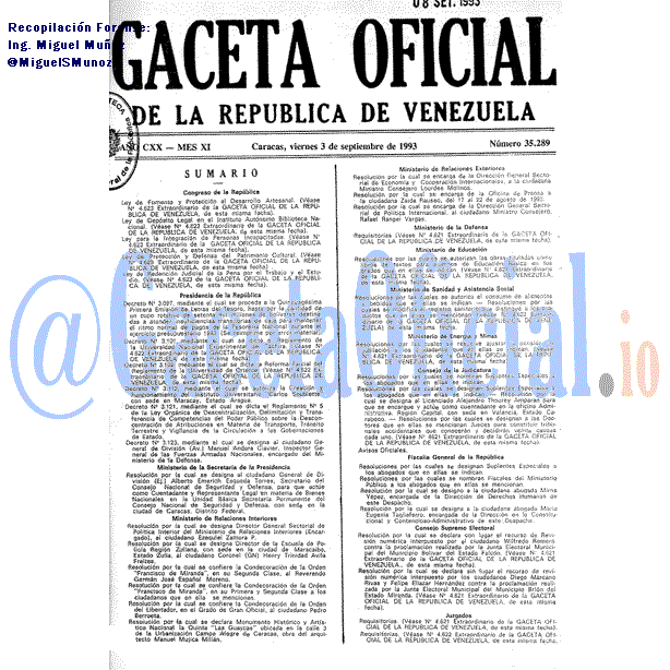 Gaceta Oficial 35289 del 3 Septiembre 1993