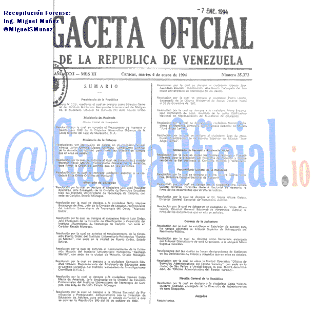 Gaceta Oficial 35373 del 4 Enero 1994
