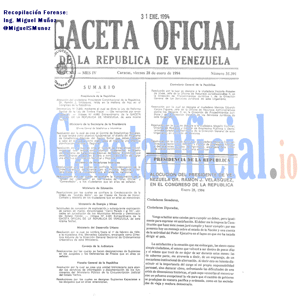 Gaceta Oficial 35391 del 28 Enero 1994