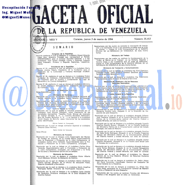 Gaceta Oficial 35413 del 3 Marzo 1994