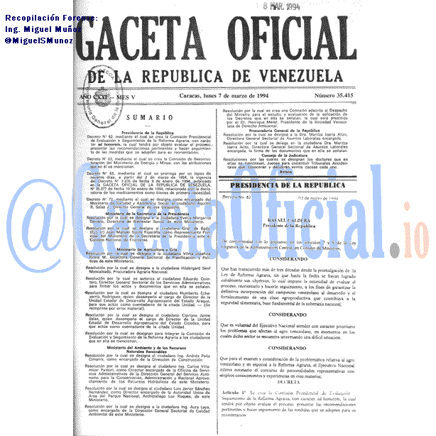 Gaceta Oficial 35415 del 7 Marzo 1994