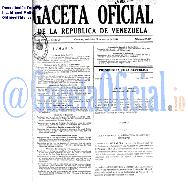 Gaceta Oficial 35427 del 23 Marzo 1994