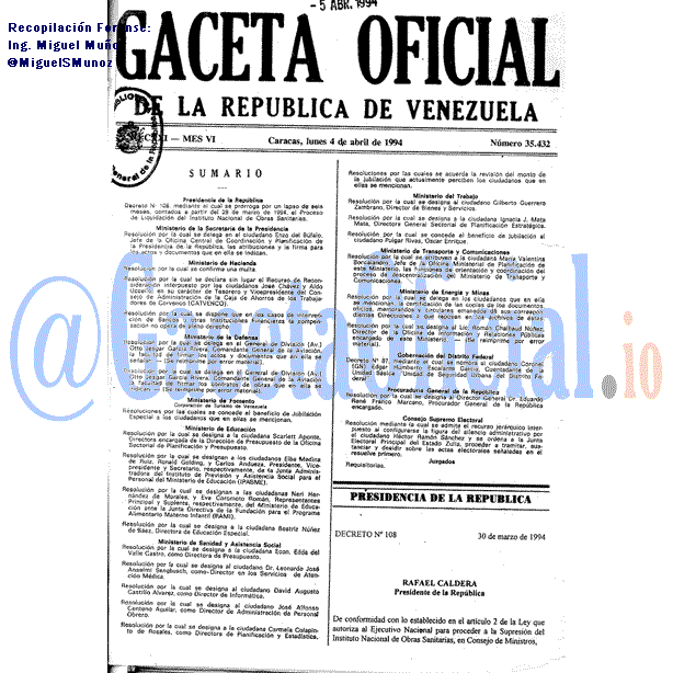 Gaceta Oficial 35432 del 4 Abril 1994