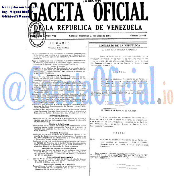Gaceta Oficial 35448 del 27 Abril 1994