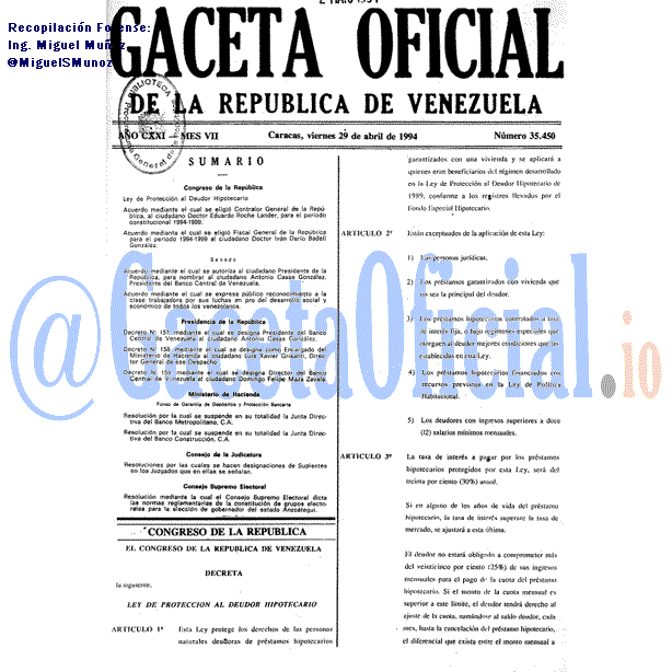 Gaceta Oficial 35450 del 29 Abril 1994