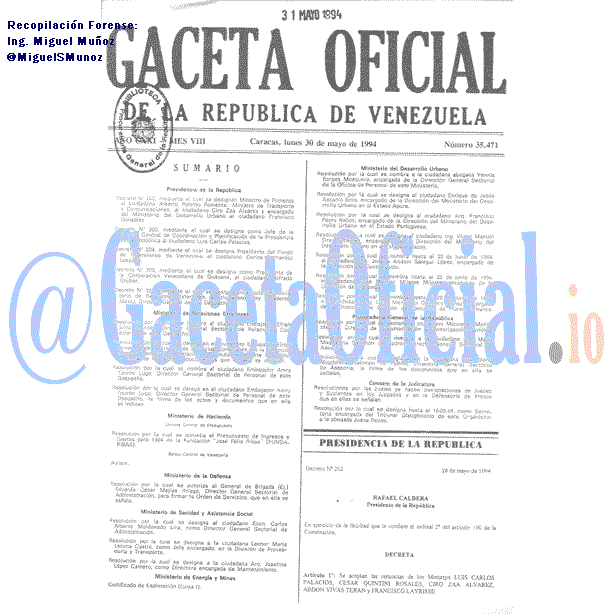 Gaceta Oficial 35471 del 30 Mayo 1994