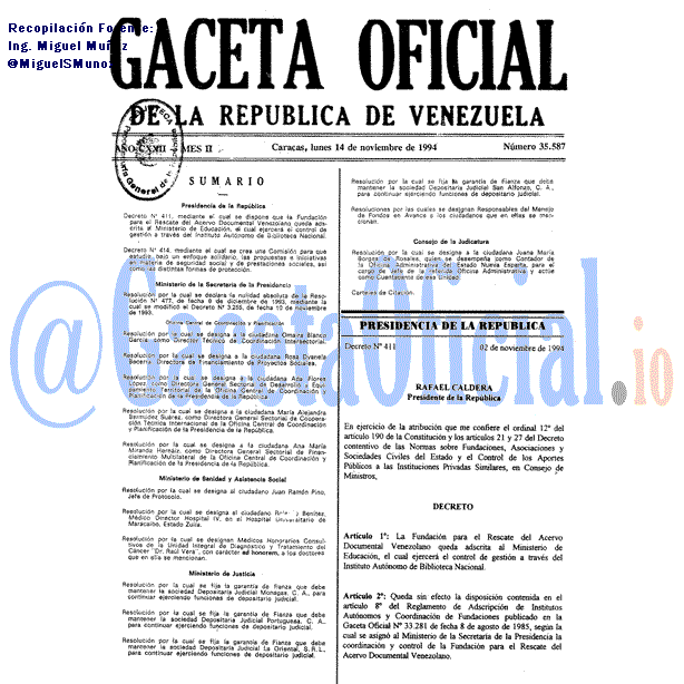 Gaceta Oficial 35587 del 14 Noviembre 1994