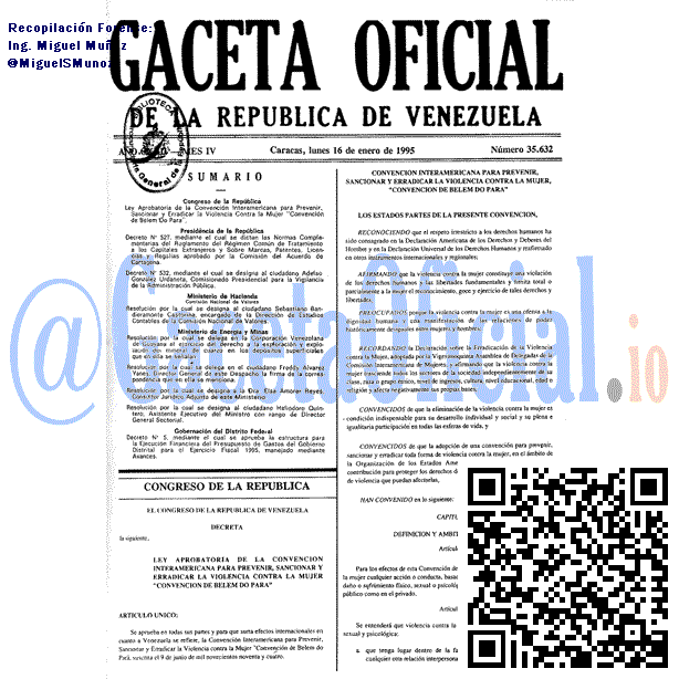 Gaceta Oficial 35632 del 16 Enero 1995