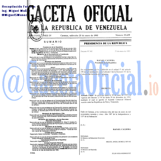 Gaceta Oficial 35639 del 25 Enero 1995